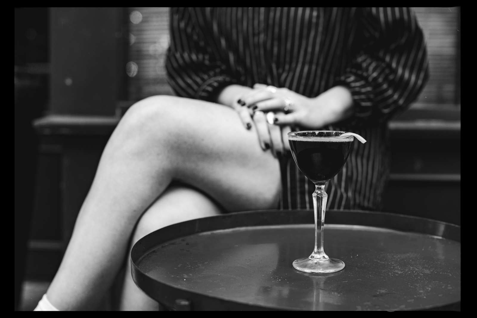 Craft cocktail being prepared at Kissa Kissa bar — jazz-inspired drinks and vinyl listening in Crown Heights Brooklyn