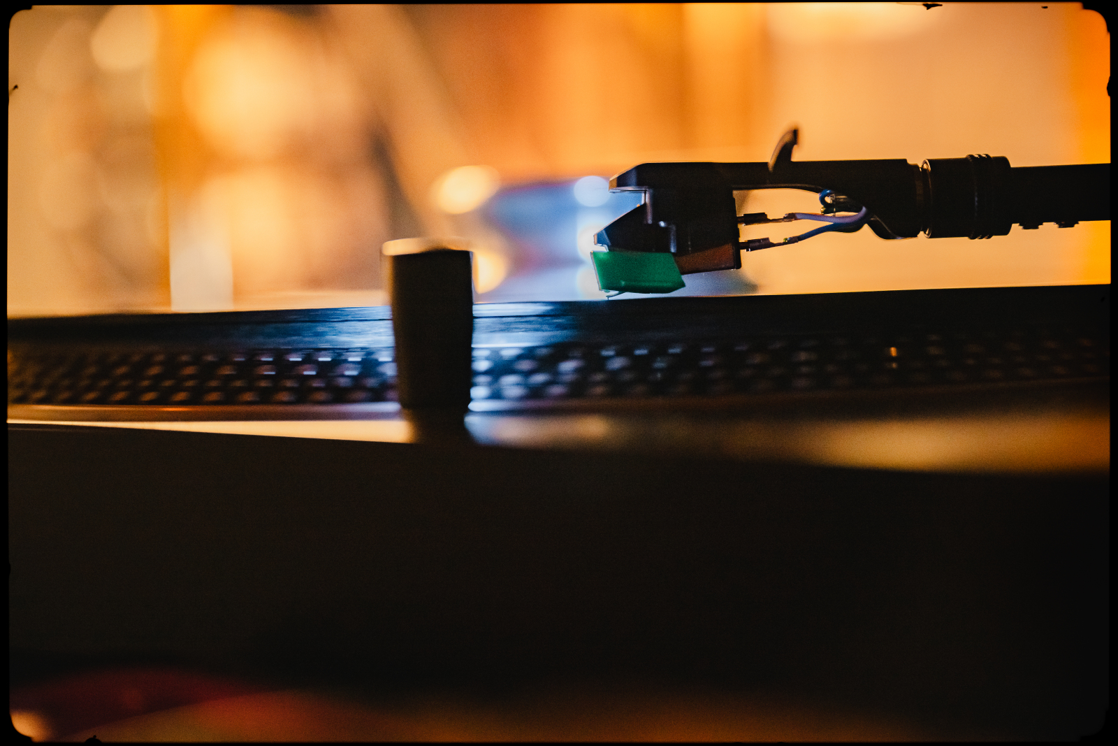 Vinyl record playing on the turntable at Kissa Kissa listening bar — the rise of NYC's hi-fi vinyl bar scene in Crown Heights Brooklyn