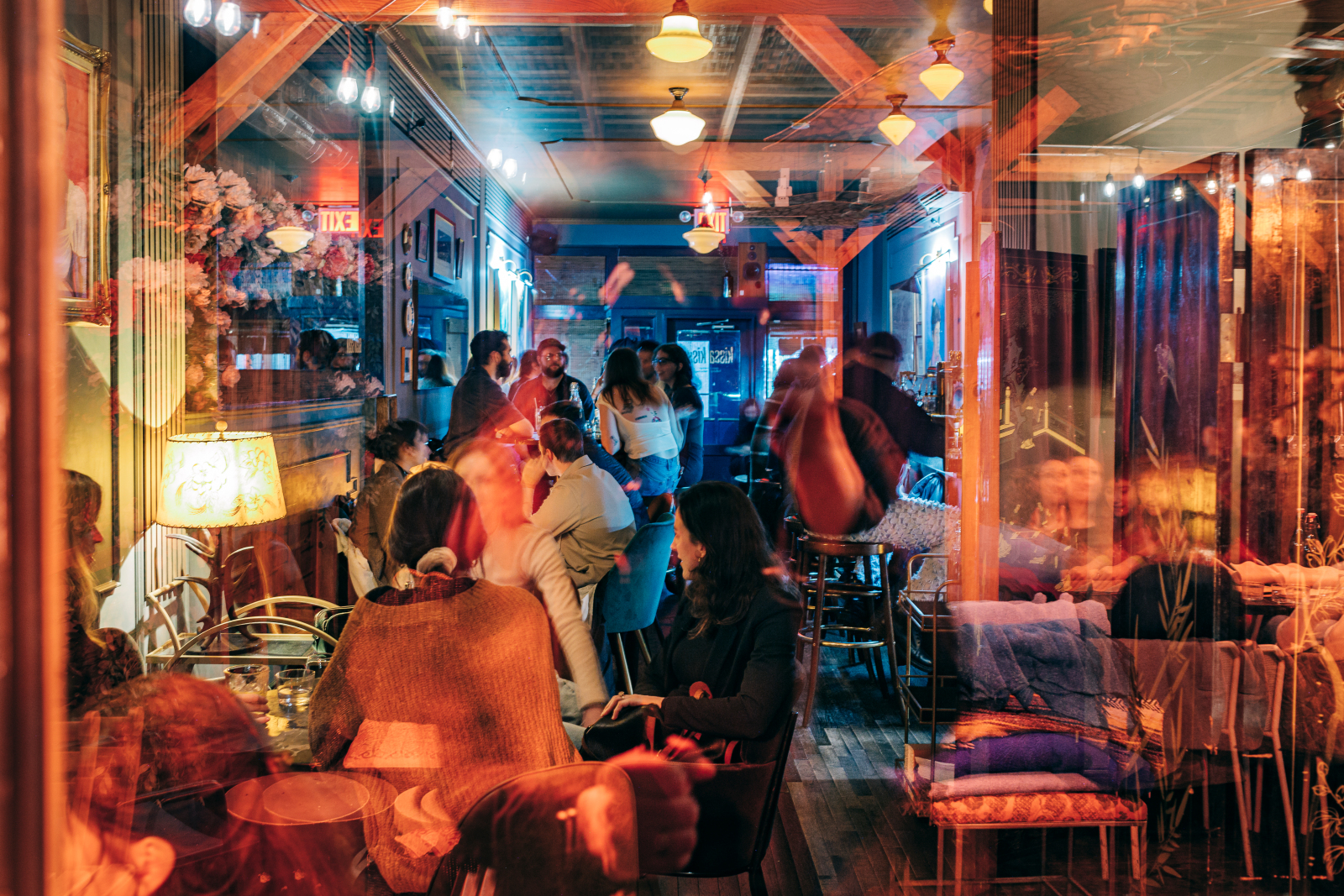 Guests enjoying vinyl jazz and cocktails at Kissa Kissa — welcoming atmosphere for everyone at the Crown Heights Brooklyn listening bar