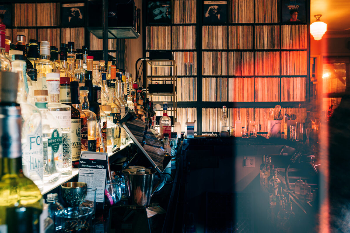 Warm lighting and cocktails at Kissa Kissa jazz bar Crown Heights Brooklyn