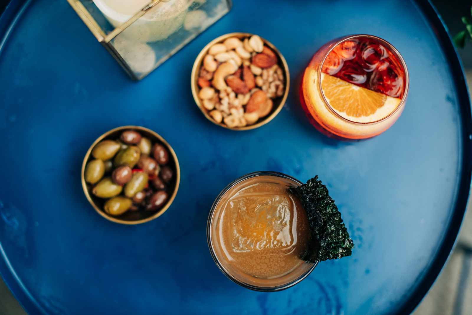 Cocktails and vinyl records at Kissa Kissa listening bar in Crown Heights Brooklyn — craft drinks served alongside audiophile jazz listening