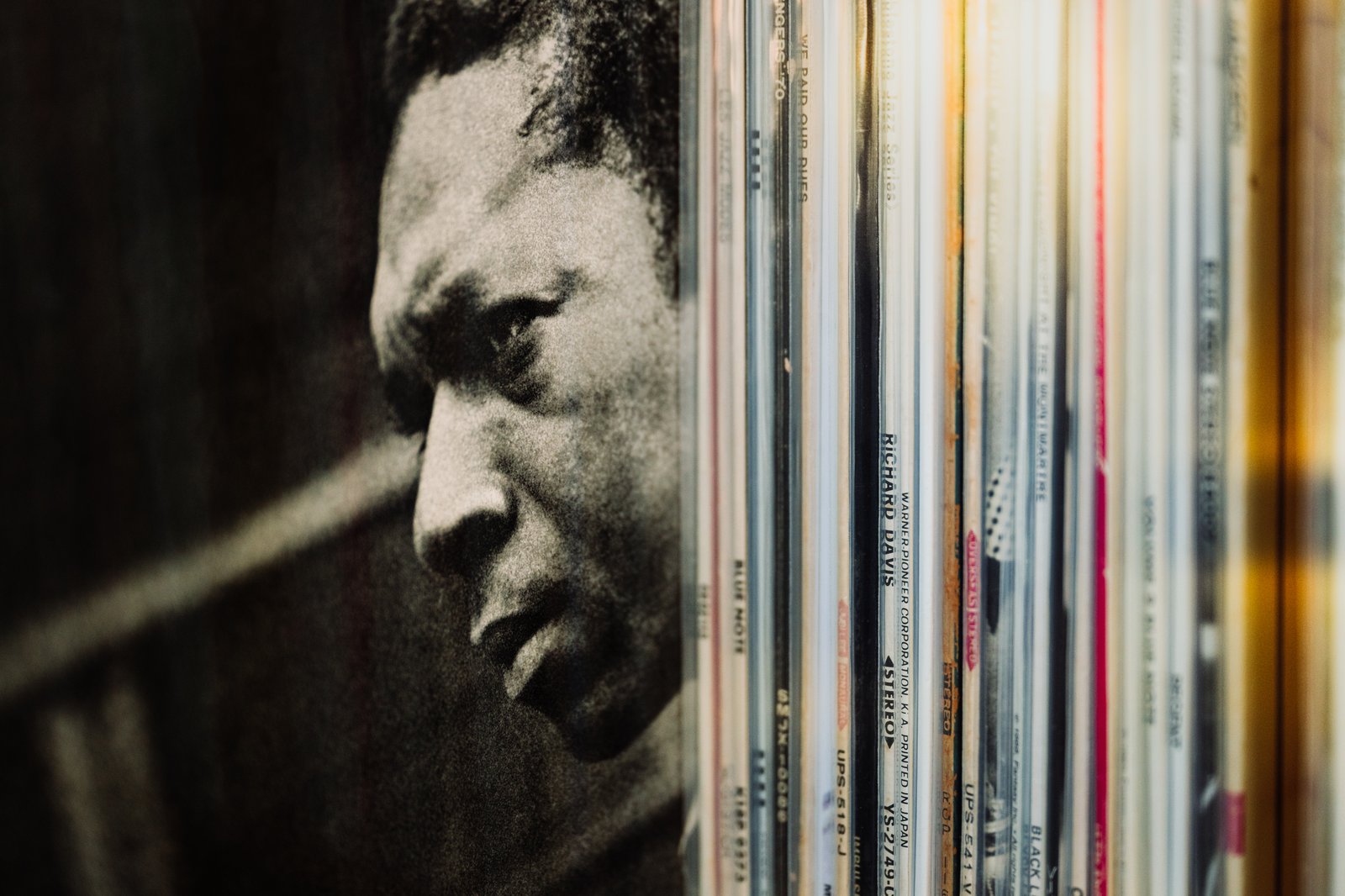 John Coltrane portrait visible through the record stacks at Kissa Kissa