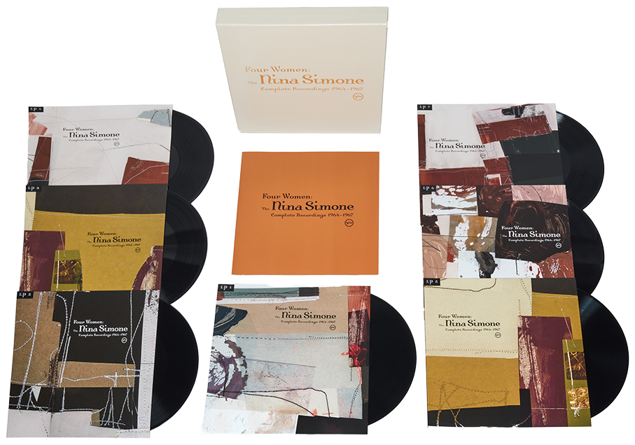 The Four Women Nina Simone box set jackets and vinyl laid out at Kissa Kissa