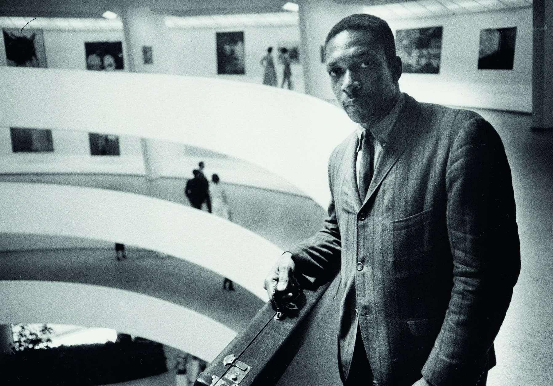 John Coltrane at the Guggenheim Museum in New York City, 1960, photographed by William Claxton