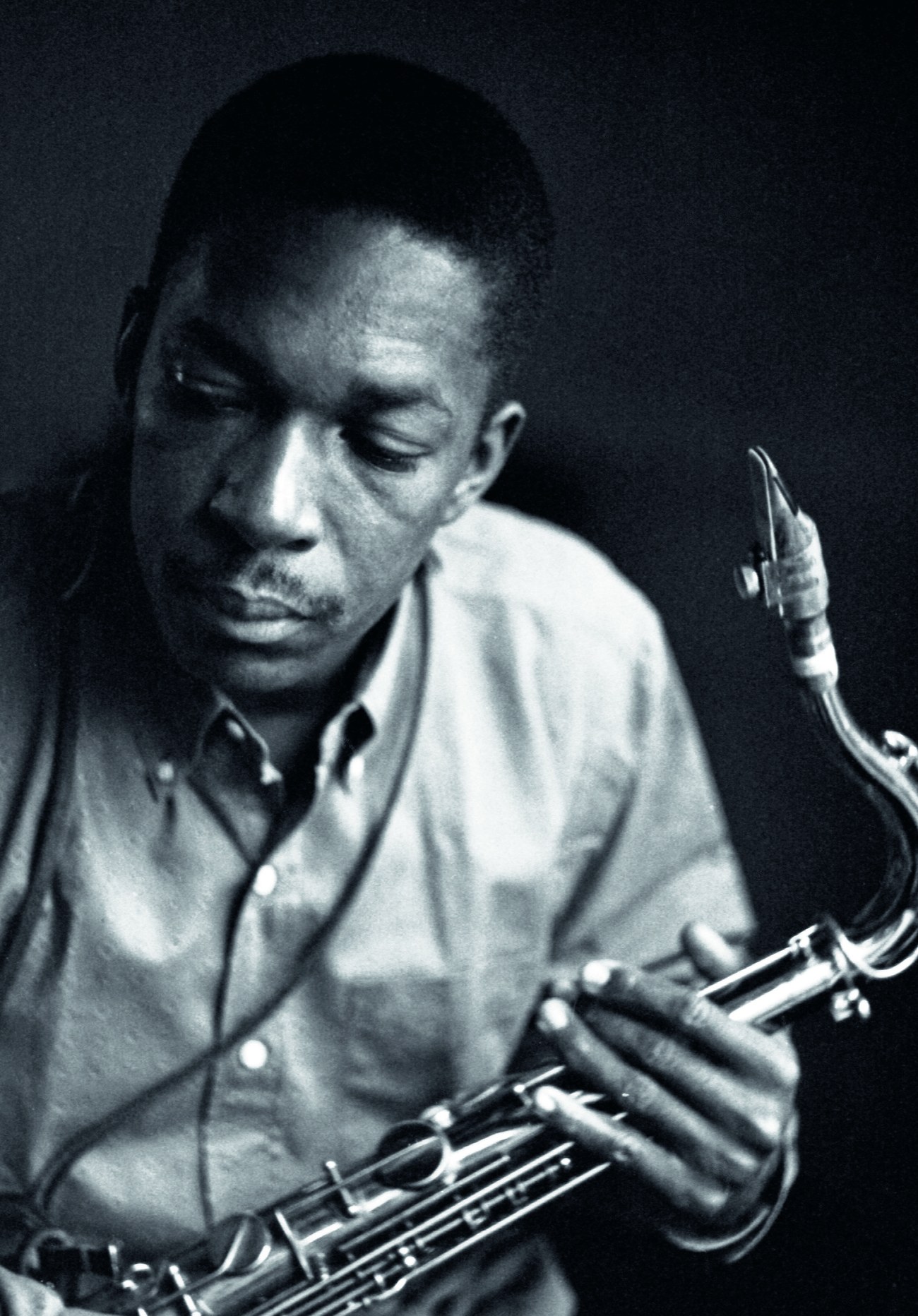 John Coltrane in 1959, the frame selected for the cover of Lush Life, photographed by Esmond Edwards